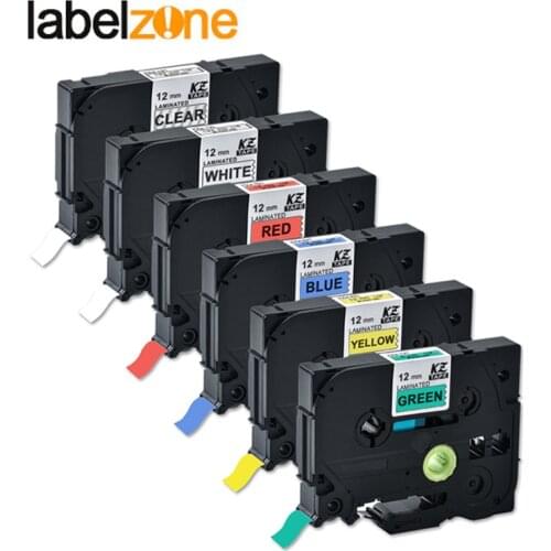 6pack mixed 6 colors tze tape compatible brother Tze231 tze-231 tze 231 tze131 tze431 tze531 tze631 tze731 for p-touch printers