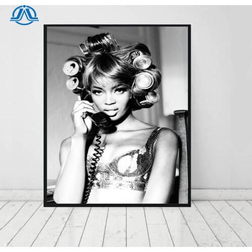 Famous Black Supermodel Abstract Posters and Prints Fashion Photography Art Canvas Painting Home Decor Picture for Living Room