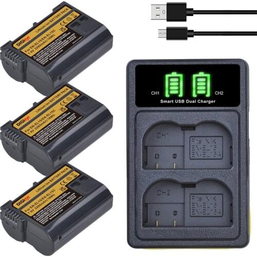 EN-EL15C EL15C Camera Batteries With Dual Charger for Nikon EN-EL15C EL15A EL15B EL15,Nikon Z5, Z6, Z6II, Z7, Z7II camera etc