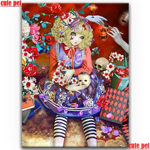 DIY Diamond Painting mosaic diamond Skeleton weird girl Dark cross stitch Full square round Diamant Embroidery Handcraft Decor