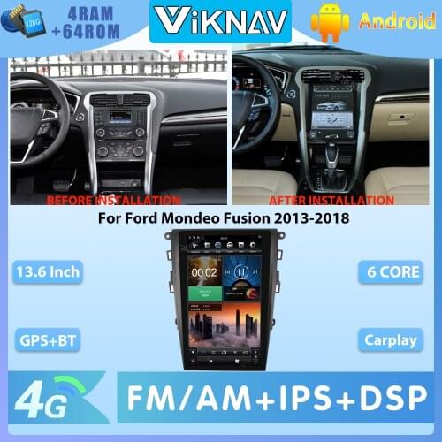Head unit Tesla Screen For Ford Mondeo Fusion 2013 2014 2015 2016 2017 2018 Android Unit Car Multimedia Player GPS Radio Stereo