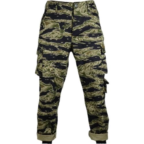 Tiger Spot Camouflag Pants WW2 Vetnam War Mens Trousers Military Camo Cargo Pants Outdoor Clothes Retro TCU Training Pants