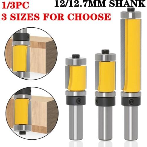 1-3pcs Long Routing Cutter Tungsten Template Flush Trim Bits With Top&bottom Ball Bearings 12mm/12.7mm Shank Wood Milling Cutter