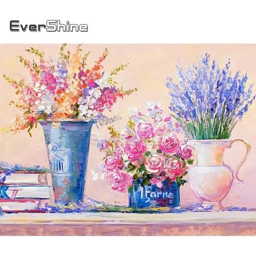 EverShine Paint With Diamonds Full Square Flowers Diamond Embroidery Cross Stitch Diamond Mosaic Handicraft Art Kits Wall Decor