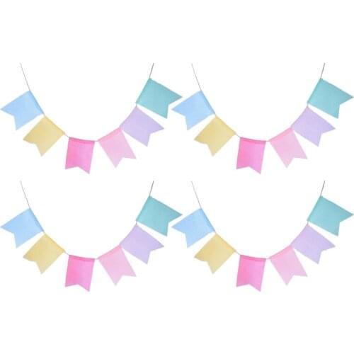 4Pcs Colorful Banner Garlands Birthday Bunting Pennant Flags Chains Baby Shower U2JC