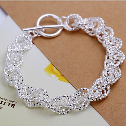 H240 silver fashion jewelry 925 jewelry silver plated bracelet Gloss Twisted Thick Bracelet /LQMPZAYB EGPKCOXJ