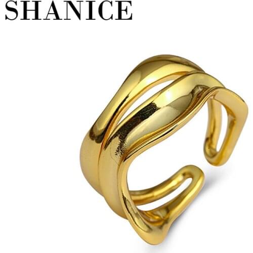 SHANICE S925 sterling silver creative irregular wave ring female European ins cold wind net red personality fashion ring female