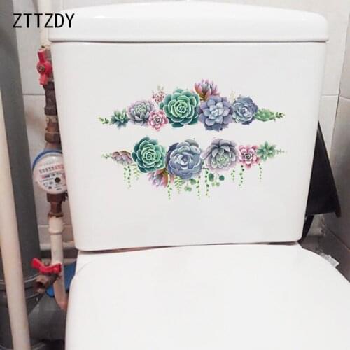 ZTTZDY 26.8×17.3CM Creative Succulent Plant Ring WC Toilet Decoration Art Home Room Wall Stickers T6-0154