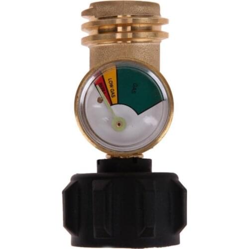Brass Propane Tank Adapter Gauge Gas Grill Pressure Indicator Fuel Heater BBQ Outdoor Camping Accessories