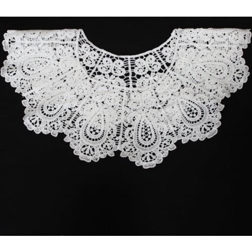 Summer Dress Blouse Fake Collars Shawl Wrap Women Lace Flower Embroidered Faux Collar Detachable White Decor Collar