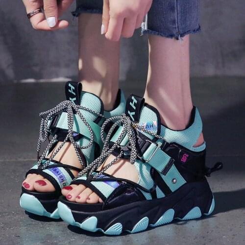 Summer Womens Sandals Super High Heels Platform Shoes 2020 Summer Mesh Wedges Shoes For Woman Summer Sandals Leather Shoe