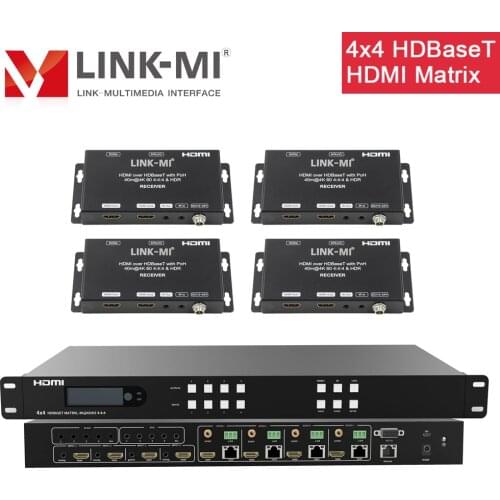 LINK-MI 70m 4x8 4x4 HDMI2.0 HDBaseT Matrix with 4 HDMI loop out Support 4K@60hz YUV4:4:4, 18Gbps,HDR,POC,Bi-Direction IR, Audio