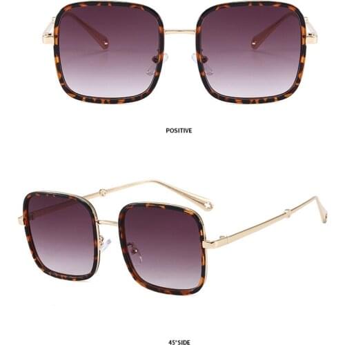 Q Fashion Square Frame Glasses Sun Glasses UV400 Shade Mirror Men Goggles Vintage Sunglasses Leopard Frame Women Sunglasses