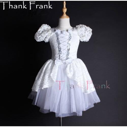 New White Ballet Dress Girls Kids Princess Tutu Dresses Adult Puff Sleeve Lace Ballerina Costume Women Rave Dance Costumes C101