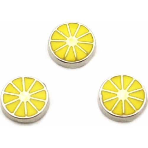 Wholesale 12pcs/lot charms lemon Floating Charms for Floating Memory charms Lockets DIY Jewelry