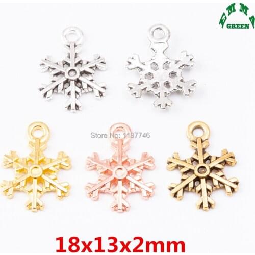 Metal Charm Christmas Snowflake Rose Gold Charm Pendant 30pcs gold bronze Connector Charms Accessories for DIY Jewelry Making