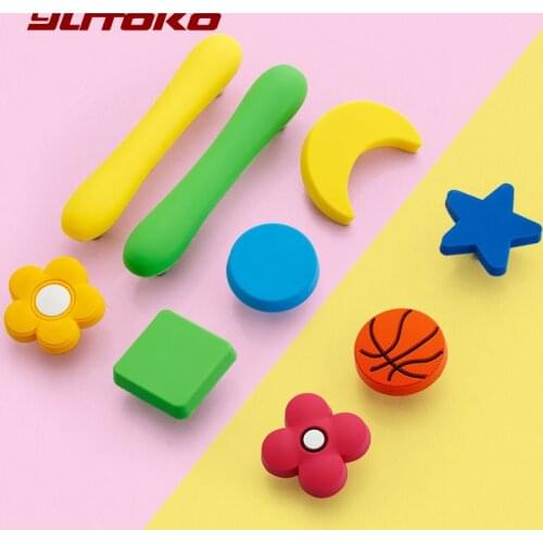 YUTOKO Cartoon Kids Room Cabinet Knobs and Handles Moon Star Furniture Handles PVC Cloud Drawer Knobs Cabinet Pulls for Kids
