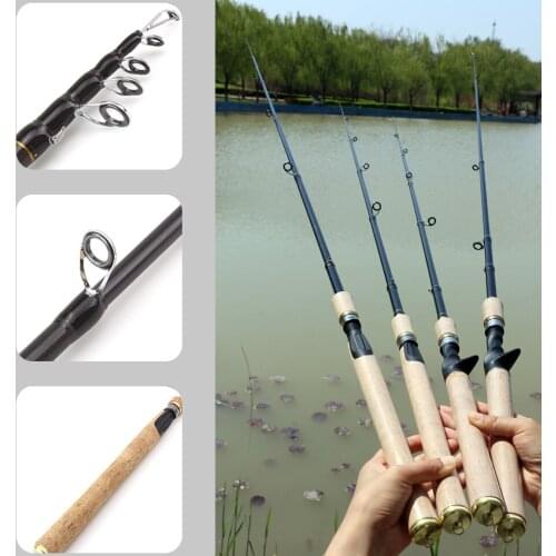 1.8m 2.1m 2.4m 2.7m Telescopic Fishing Rod Spinning Casting lure rod Carbon Fiber wooden handle Lure Weight 7-28g fishing fish