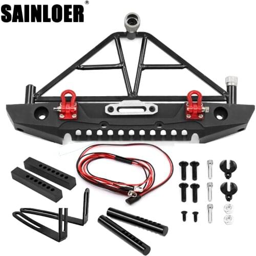 SAINLOER RC Car 1:10 RC Rock Car Metal Front Bumper with Led Light for Axial SCX10 90046 90047 Traxxas TRX-4 RC Crawler