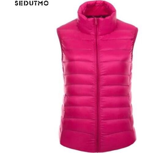 SEDUTMO 2018 Spring Ultra Light Womens Down Jackets Plus Size 3XL Vest Duck Down Coat Winter Short Puffer Jacket Waistcoat ED118