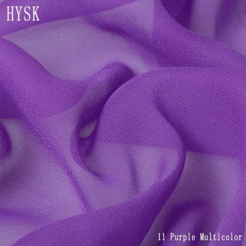 HYSK real silk chiffon fabric purple solid 11 multicolor italy wash silk georgette cloth stock price per meter for wedding dress