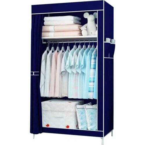 1 Set Clothing Storage Cabinet Large Capacity Dust-proof Minimalist Style Storage Shelves Clothes Hanging Rack for Dorm