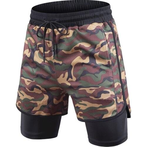 Summer Camo GYM Running Shorts Men 2 in 1 Sports Shorts Man Workout Clothes Quick Dry Gym Sport Fitness Shorts Men Short Pants