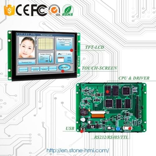 4.3" TFT LCD with RS232/ RS485/ TTL Port and Controller Board Support PIC/ ARM/ Any MCU