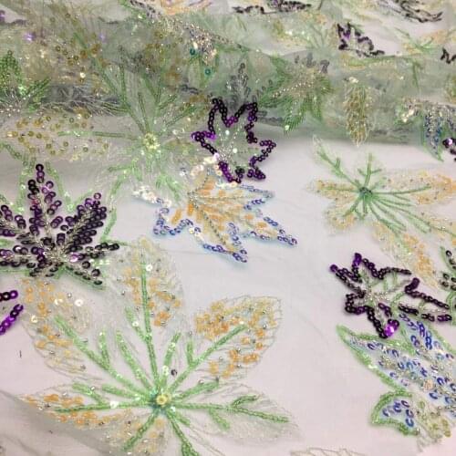 Embroidery french lace fabric J-188884 with beads speical african sequins lace fabric for bridal dress