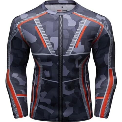 High Quality Digital Sublimation Printed Long Sleeve Men Breathable Running Rash Guard