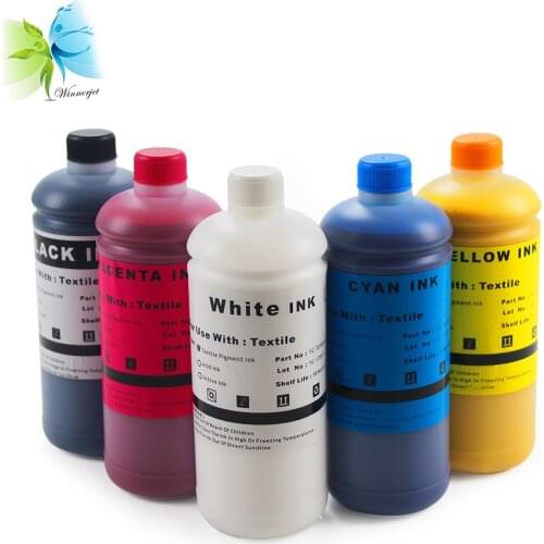 WINNERJET 500ml Textile DTG Ink for Epson l800 1390 Printer (WH BK C M Y+Pretreatment Liquid+Cleaning Liquid)