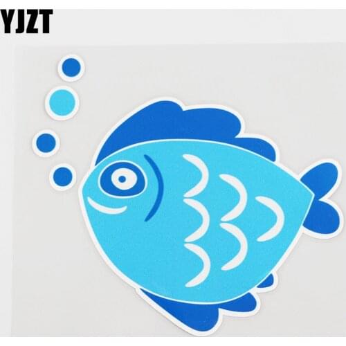 YJZT 14.5CMX13.4CM Blue Coral Fish Car Sticker Superior Quality Pvc Decal 6A-0148