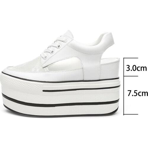 Krasovki Womens White Shoes Summer New Mesh Breathable Fashion Platform Thick Bottom Solid Round Toe Lace Womens Shoes Sandals