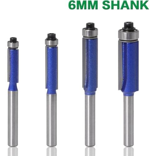 1pc 6mm Shank Alloy Bits Trim Router Bit with Bearing for Wood Template Pattern Bit Tungsten Carbide Milling Cutter for Wood