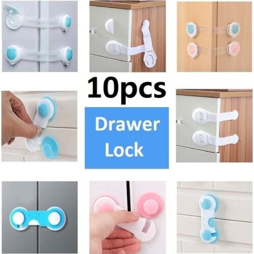 10pcs Baby Safety Small Locks, Plastic Home Door Drawer Lock Kids Protect Cabinet Anti-Pet Viscose Lock