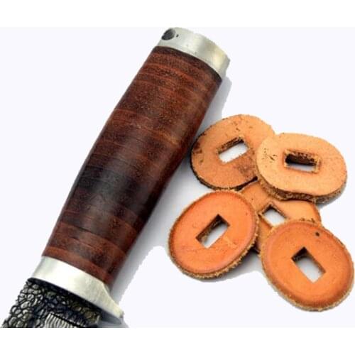 10 pieces Diy Knife leather ring leather knife handle patch Cowhide rounds handle make