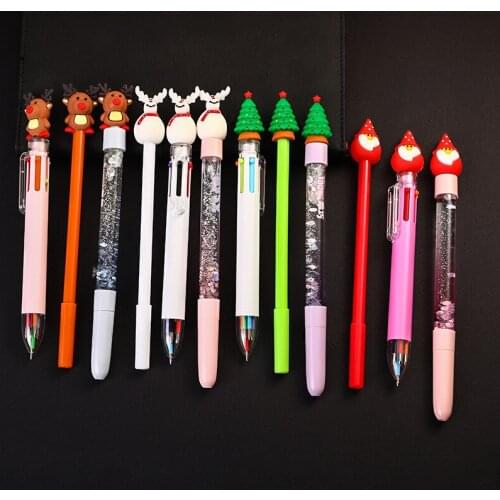 4pcs/set Creative Plastic Cartoon Ballpoint Pen Christmas Kid Gift New Year Gift Pen Multicolor Advertising Crystal Pen Gel Pen