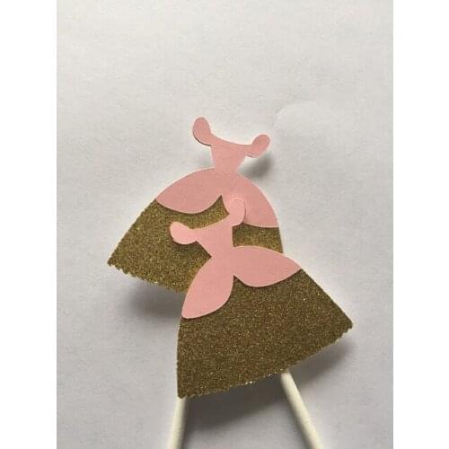 Glitter Princess Dress Cupcake Toppers Engagement Party Bachelorette birthday Wedding Bridal Shower Night food picks