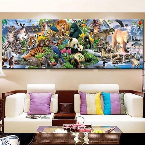 Large 3D picture of rhinestones mosaic wild animals full embroidery paint with diamonds painting sale lion tiger bear EE1688