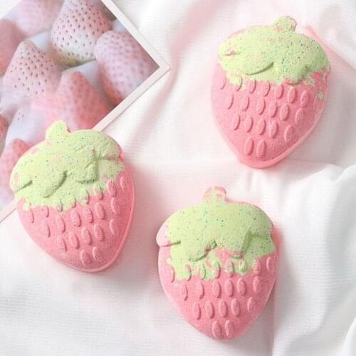 10Pcs Stawberry Shaped Bath Bomb Home Bubble SPA Ball Moisturizing Exfoliating Oil Control Relieve Fatigue Cleaner