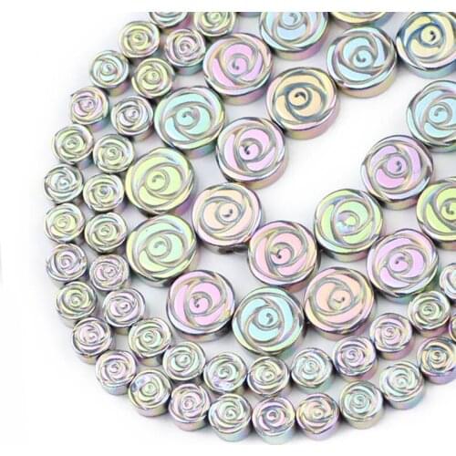 Flower Shape Hematite Natural Stone Light Purple Loose Spacer Beads For Jewelry Making Diy Bracelet Necklace Findings 6/8/10MM