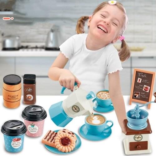 Childrens Play House Kitchen Toy Simulation Coffee Machine Snack Afternoon Tea Mini Kitchen Early Education Set Girl Gifts