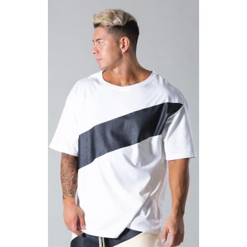 2021 Mens Gyms Oversized Cotton T- Shirt Fitness Hip Hop Sportswear Loose Half Sleeve Muscle Man Bodybuilding Fashion Clothing