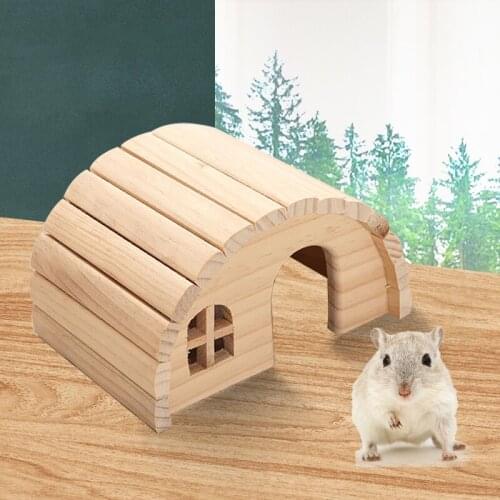 Hand-made Eco-friendly Hamster Semicircular Wooden House Guinea Pig Golden Bear Mini Hedgehog Rabbit Totoro Large Wooden House