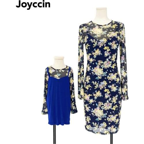 Joyccin 2021 New Floral Printing Mesh Dress for Mother and Daughter Family Look Girls Dress(721026)