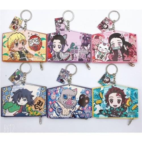 PU Coin Purse Demon Slayer Cartoon Anime Figure Kimetsu No Yaiba: Kamado Tanjirou Nezuko Hashibira Inosuke Mini Bags Accessories