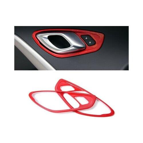 ABS Red Interior Door Handle Bowl Cover Trim 2pcs For Chevrolet Camaro 2016-2019