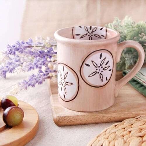 American Style Brief Mug Handpainted Lemon Coffee Mugs Ceramic Breakfast Milk Juicy Cups Pink Drinkware Cute Girl Brithday Gifts