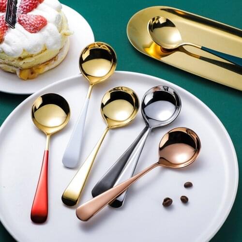 Lingeafey2 Pcs Tea Spoons Set Spoon Stainless Steel Coffee Spoon Colorful Dessert Ice Cream Spoons Gift Flatware Dropshipping