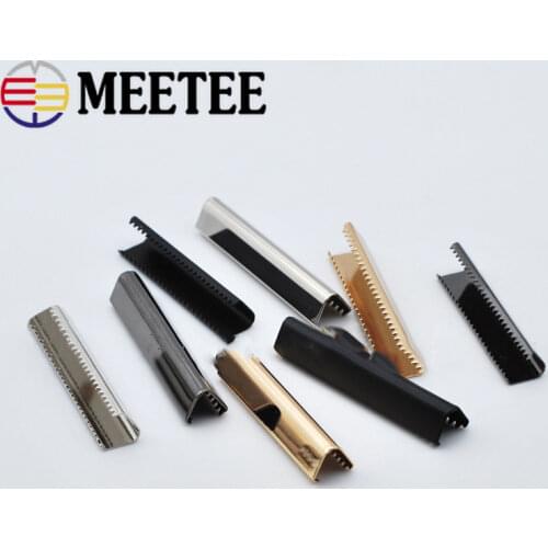Meetee 10pcs 10-60mm Metal Strap Tail Clip Buckle Suspenders Belt Tail Clip Wallet Leather Stopper Buckle Cord End DIY Accessory